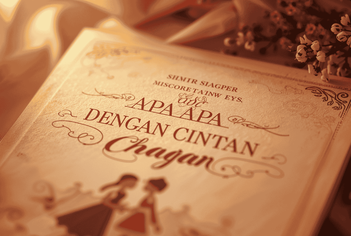 Poster ilustrasi 8 film romantis Indonesia terbaik sepanjang masa dengan nuansa hangat dan sinematik.